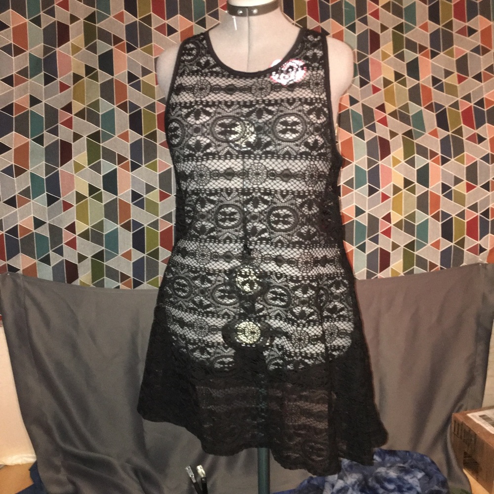 2 Westloop Black/ White Lace Beach Cover up Dress L/XL